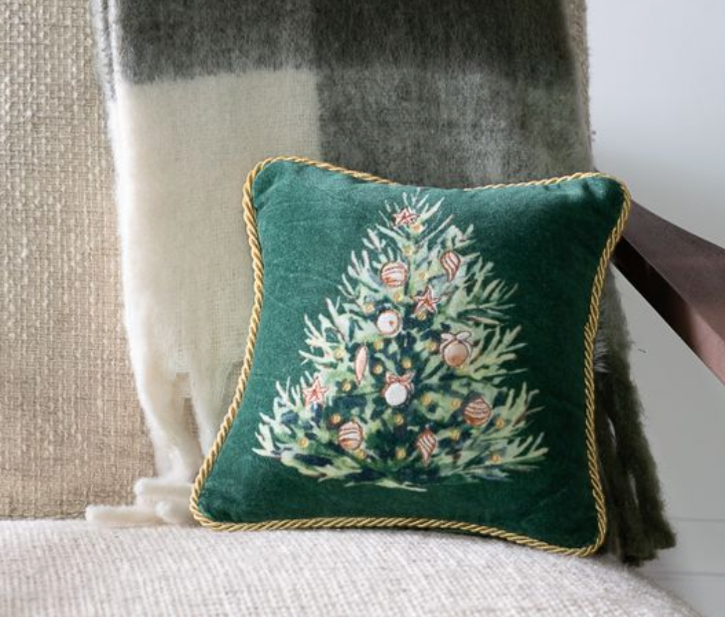 Square Velvet Christmas Tree Pillow