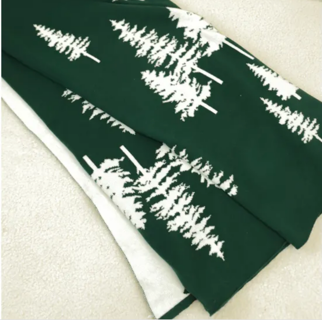Green Knit Holiday Throw