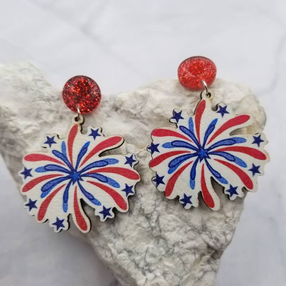 4th of July Starburst Patriotic Earrings