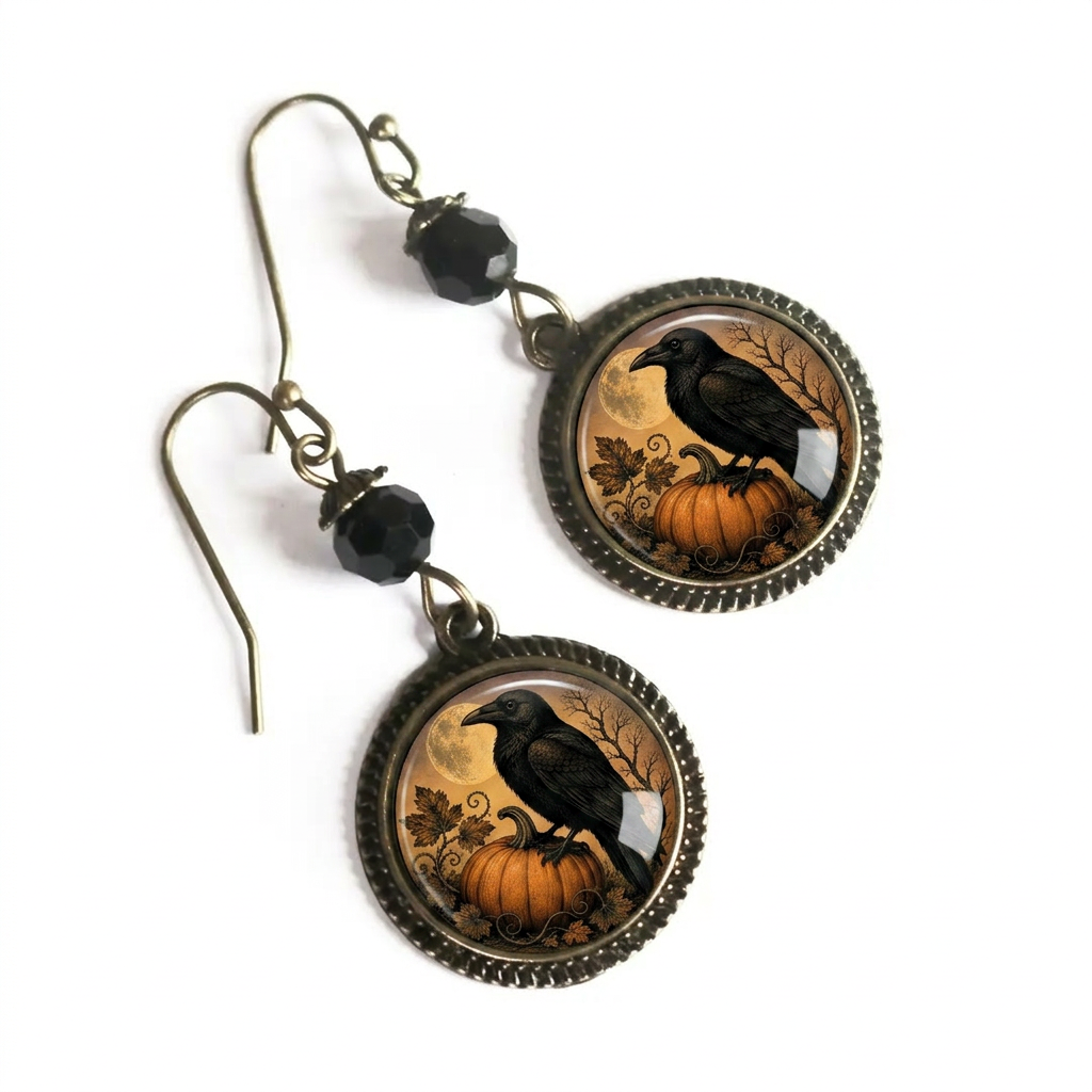 Harvest Moon Raven Vintage dangle earrings