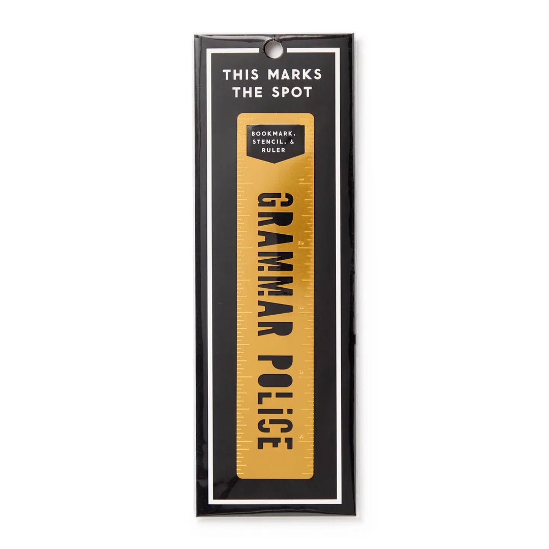 Grammar Police Brass Stencil Bookmark