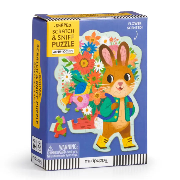 Bunny Bouquet 48 Piece Scratch and Sniff Shaped Mini Puzzle