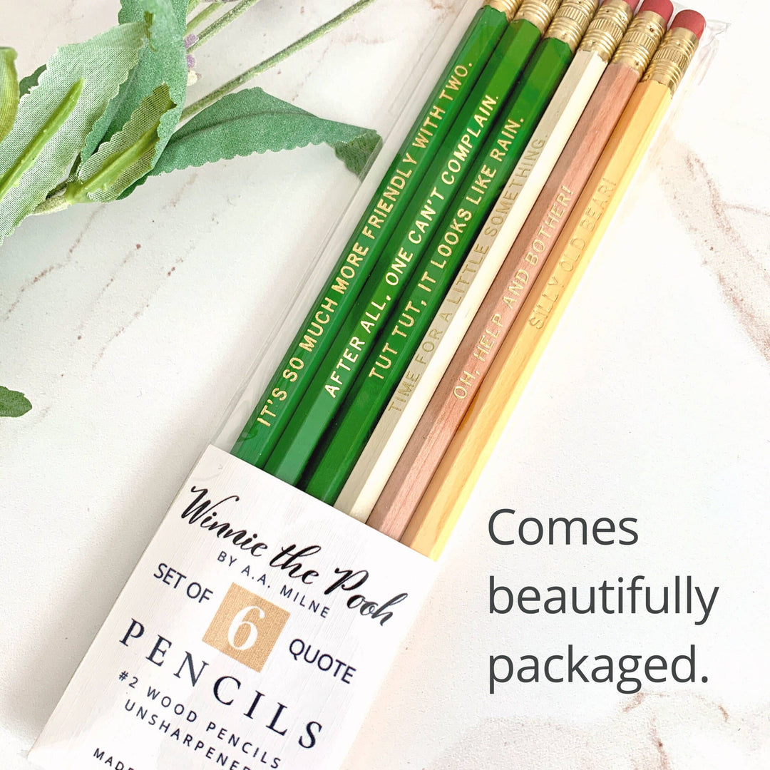 Winnie the Pooh Quotes Pencil Set, AA Milne Bookish Gifts