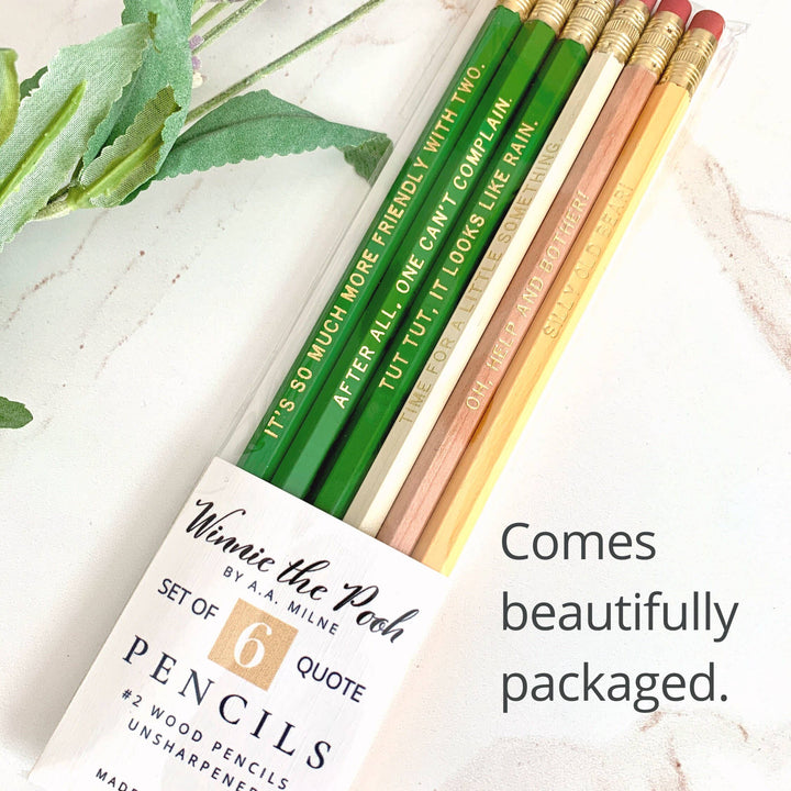 Winnie the Pooh Quotes Pencil Set, AA Milne Bookish Gifts