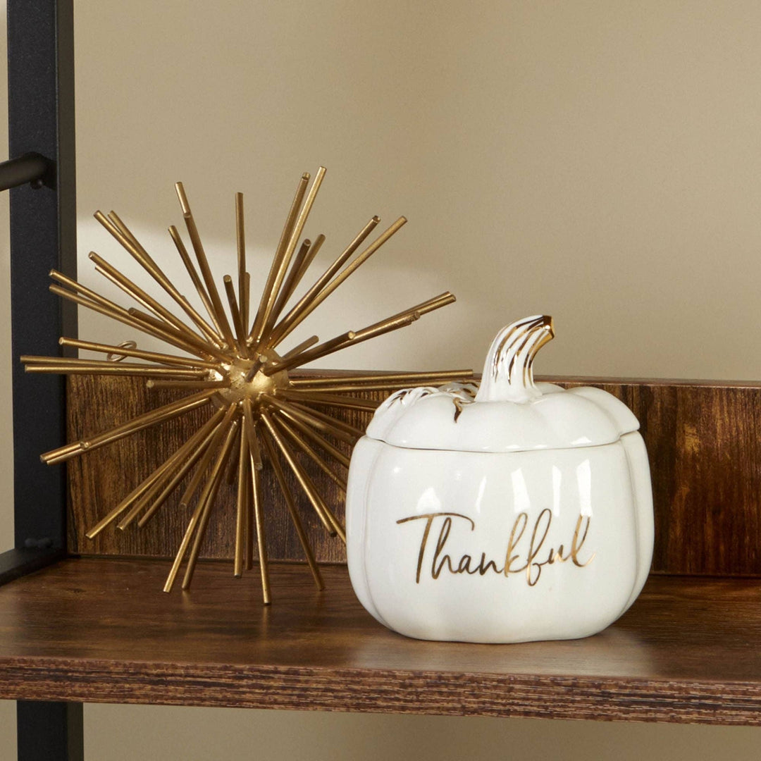 Thankful White Pumpkin Decorative Bowl