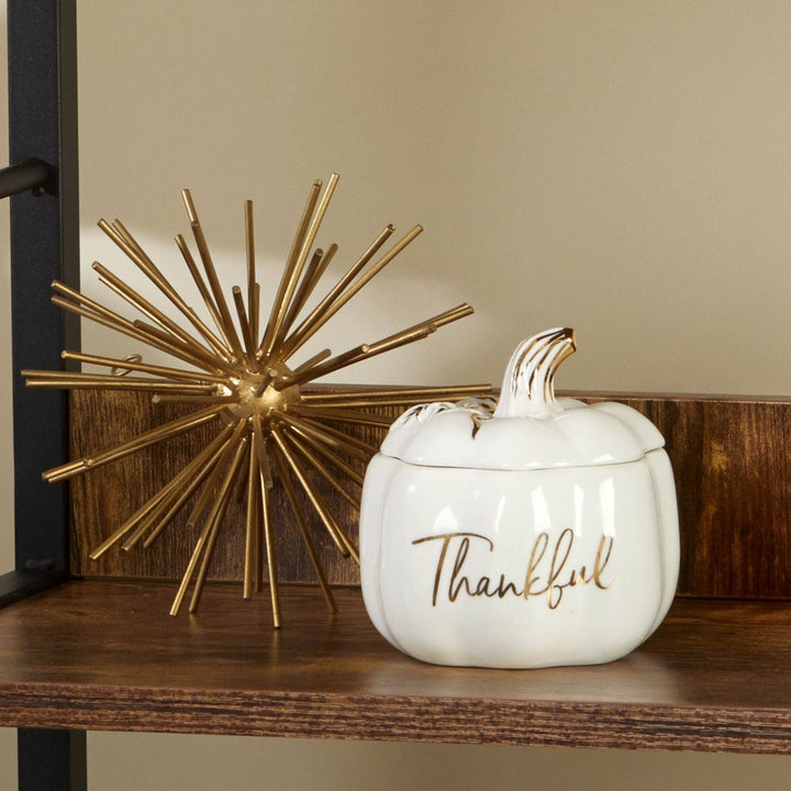 Thankful White Pumpkin Decorative Bowl
