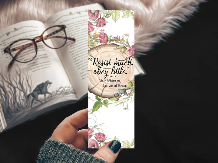Leaves of Grass Walt Whitman Quote Watercolor Bookmark