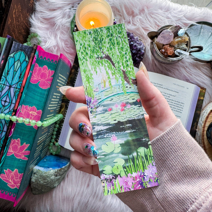 Monet's Garden with Lily pads Watercolor Floral Bookmark