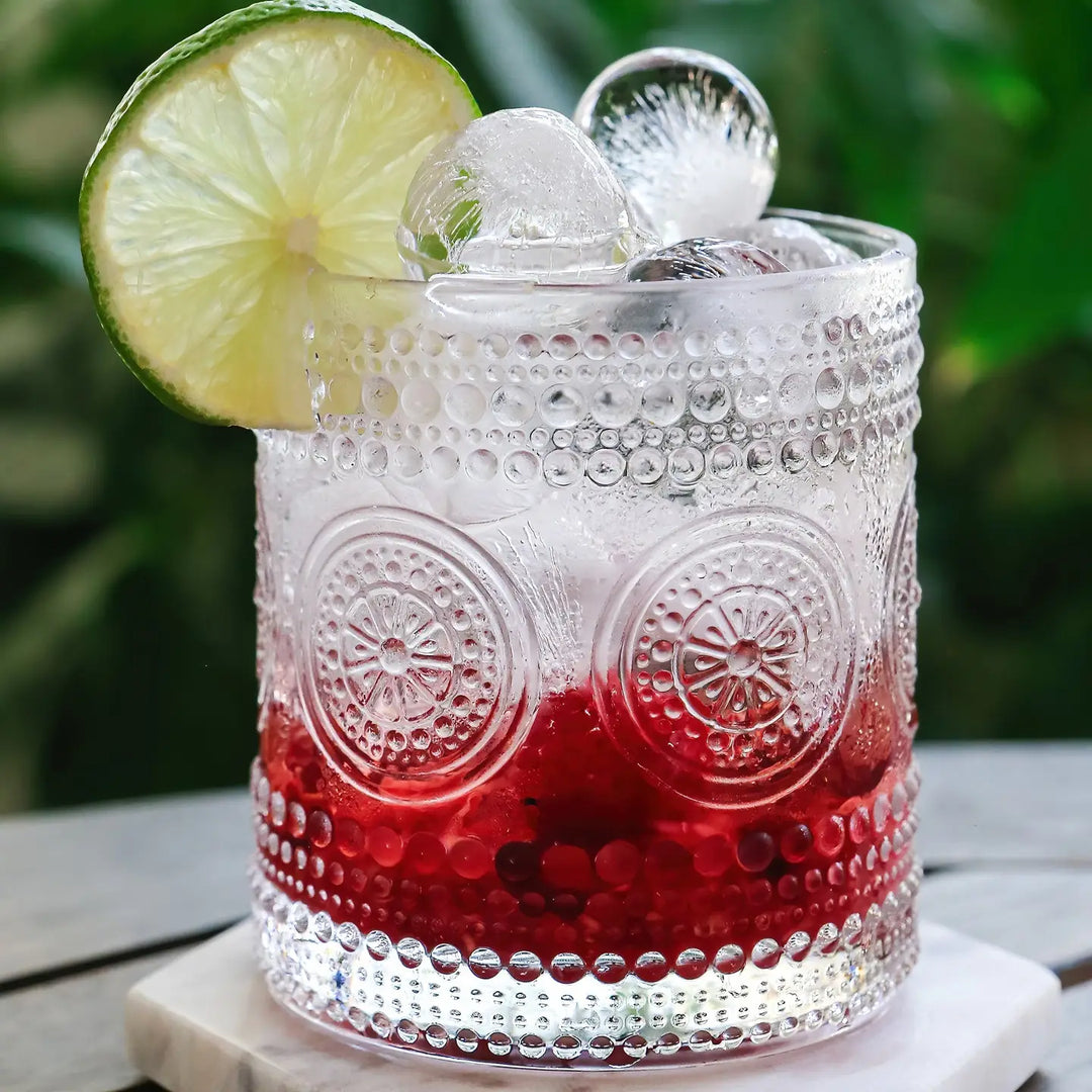 Beaded Old Fashioned Glass 10 oz (Various Colors)
