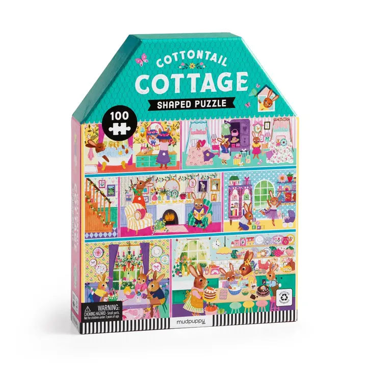 Cottontail Cottage Shaped 100 Piece Puzzle