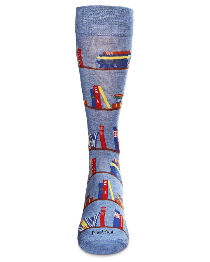 Men's Bookshelf Bibliophile Novelty Crew Sock