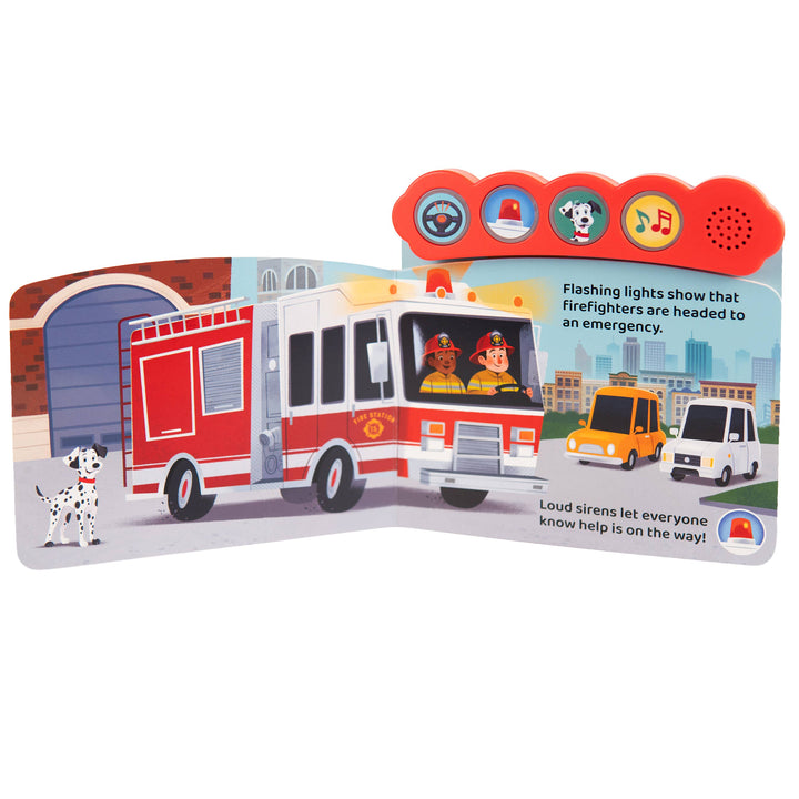 Fire Trucks 4-Button Light-Up Sound Book