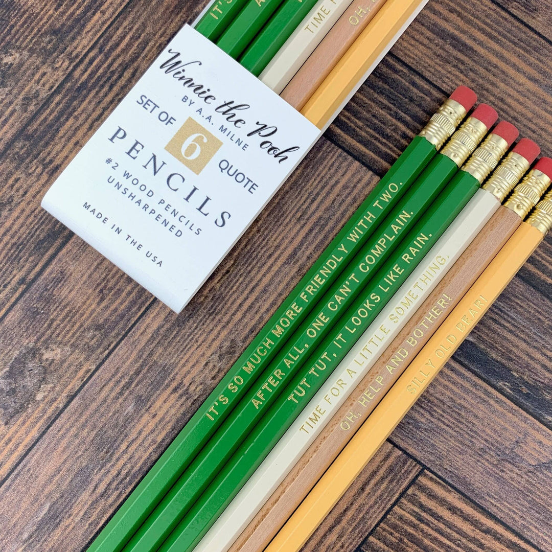 Winnie the Pooh Quotes Pencil Set, AA Milne Bookish Gifts