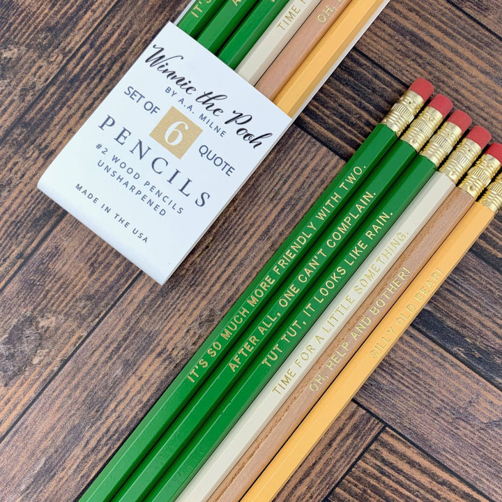 Winnie the Pooh Quotes Pencil Set, AA Milne Bookish Gifts
