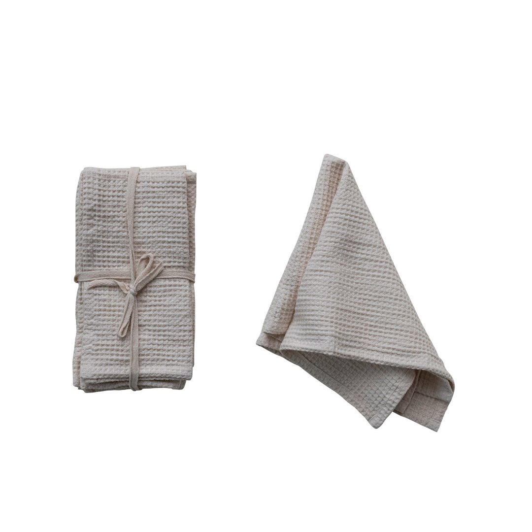 18" Square Woven Linen & Cotton Waffle Napkins, Set of 4