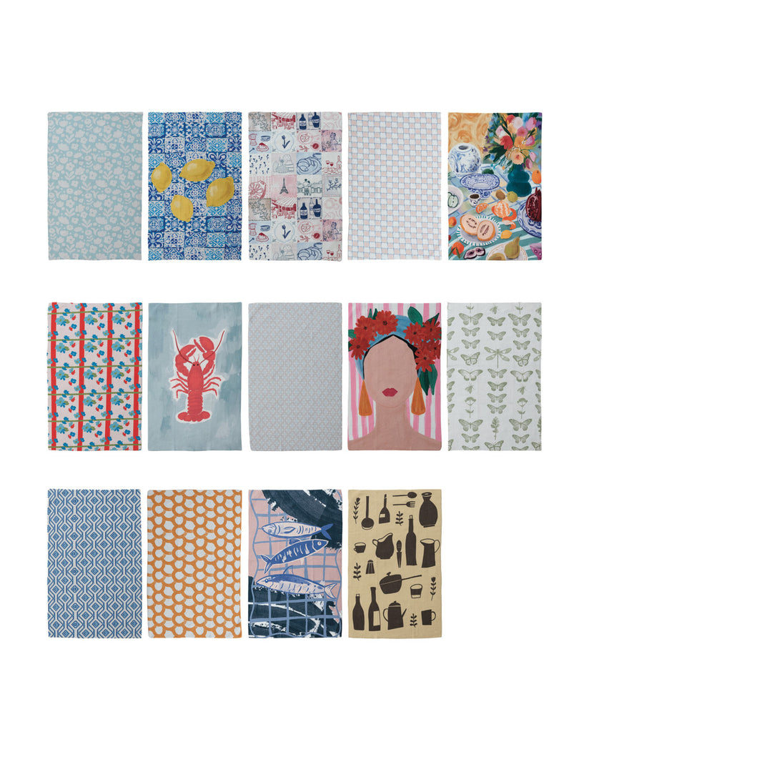 Printed Recycled Microfibre Tea Towels w/ Pattern/Image, Set of 56