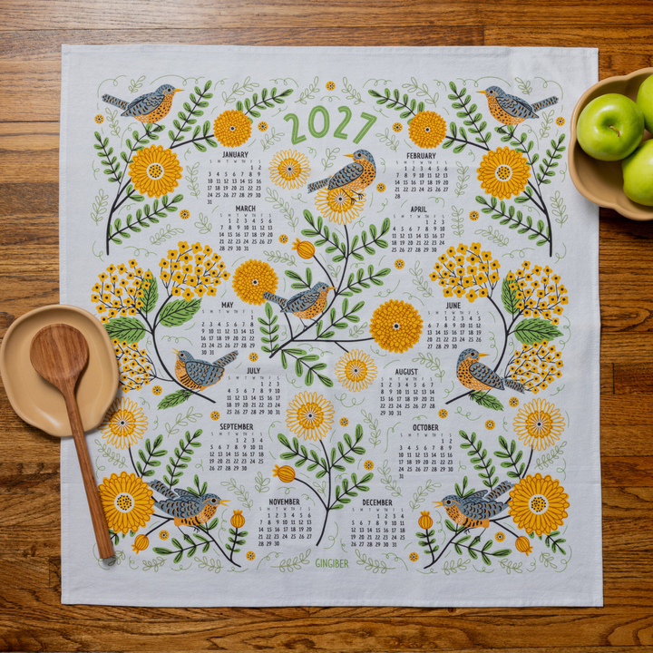 2027 Tea Towel Calendar - Mums & Robins Kitchen Towel Decor