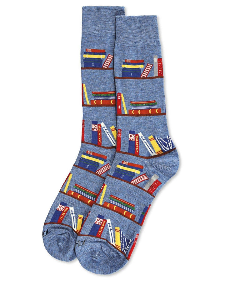 Men's Bookshelf Bibliophile Novelty Crew Sock
