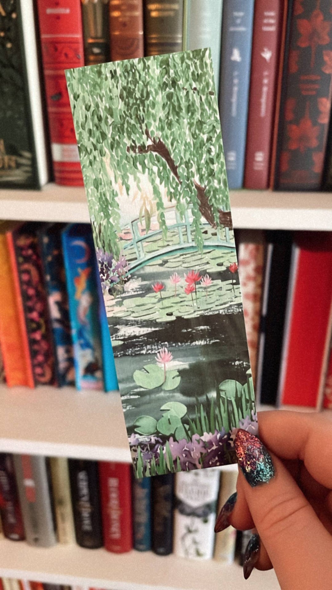 Monet's Garden with Lily pads Watercolor Floral Bookmark