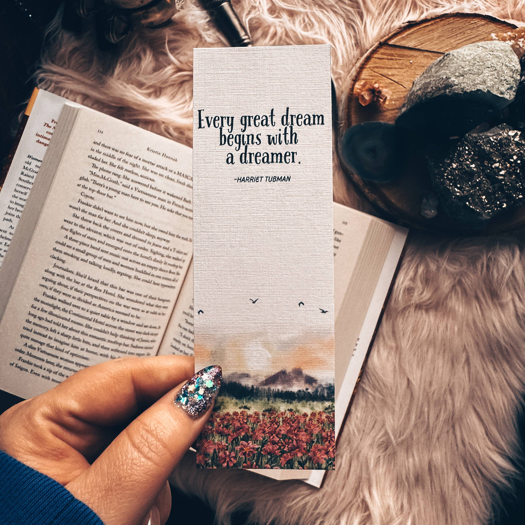 Harriet Tubman Quote Floral Bookmark