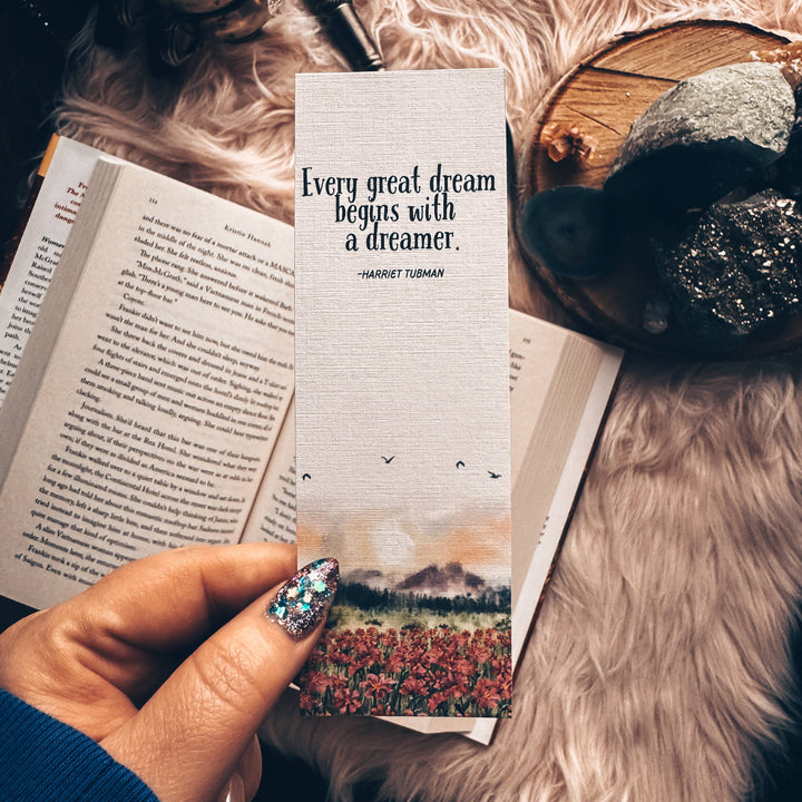 Harriet Tubman Quote Floral Bookmark