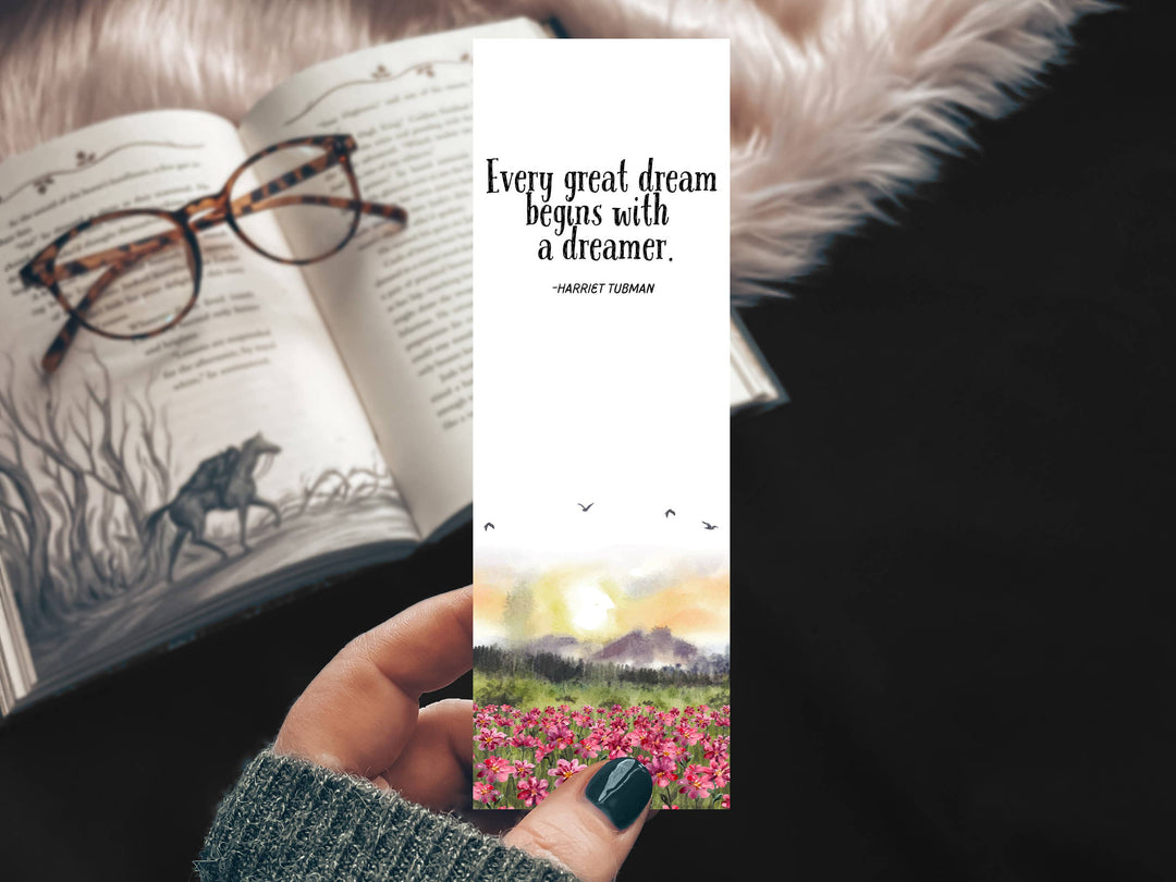 Harriet Tubman Quote Floral Bookmark