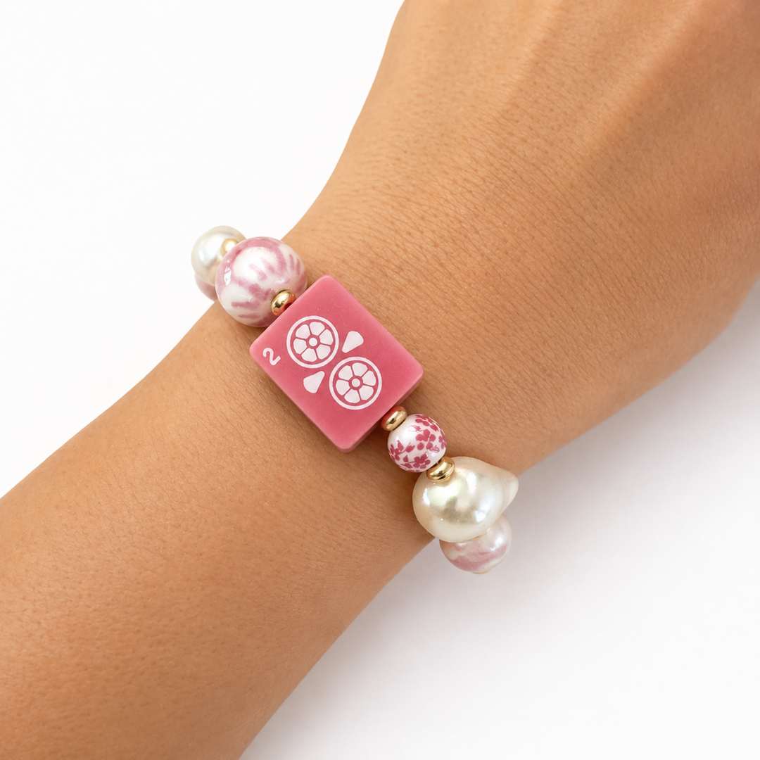 Mahjong Tile Mixed Bead Stretch Bracelet