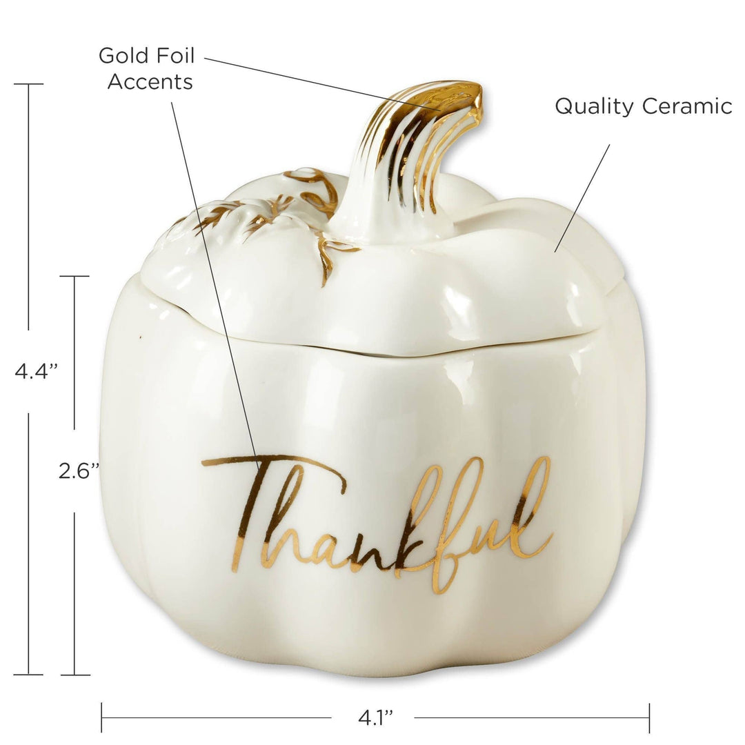 Thankful White Pumpkin Decorative Bowl