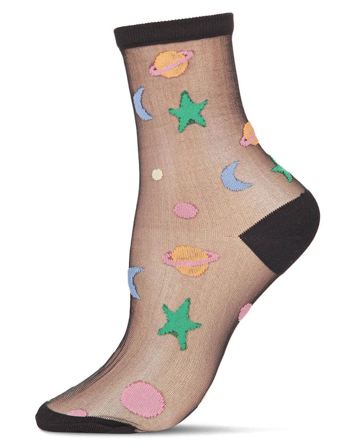Women's Outer Space Sheer Crew Socks