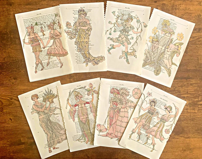 Upcycled Shakespearean Fairies On Poem Book Pages