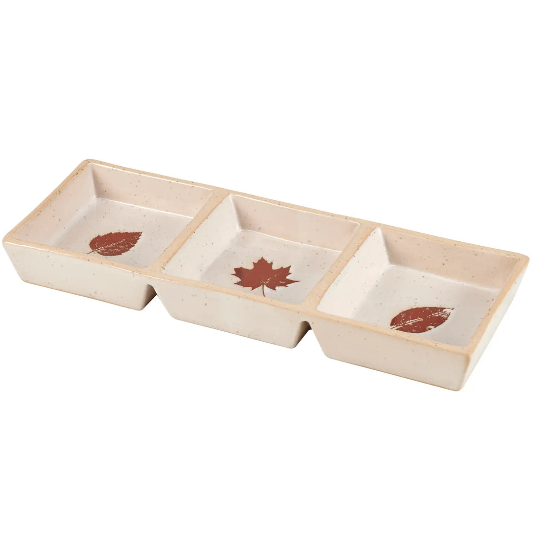 Fall Leaves Stoneware Tidbit Tray