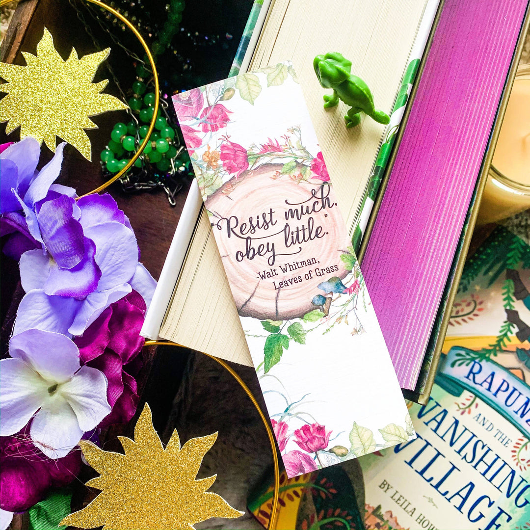 Leaves of Grass Walt Whitman Quote Watercolor Bookmark
