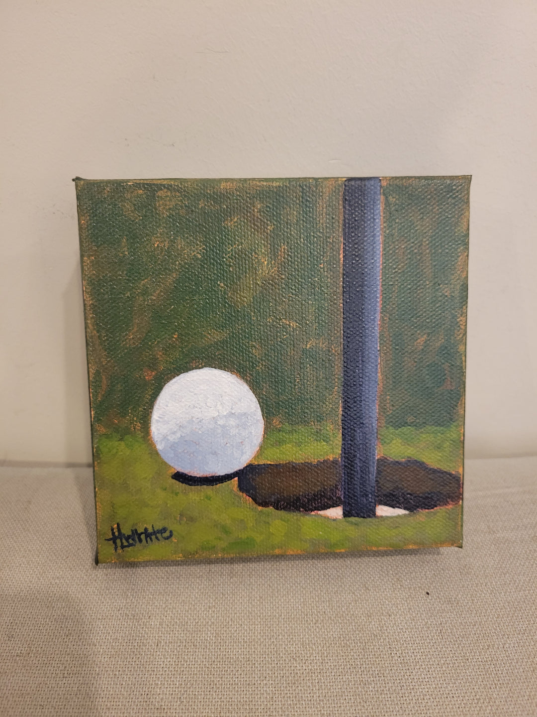 Golfing Painting Original on 5x5 Canvas - Heather Leigh Art