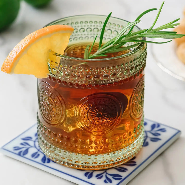 Beaded Old Fashioned Glass 10 oz (Various Colors)