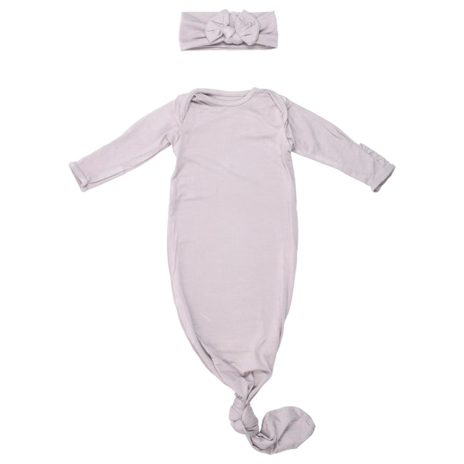 Knotted Baby Gown and Headband Set - Harbor Mist