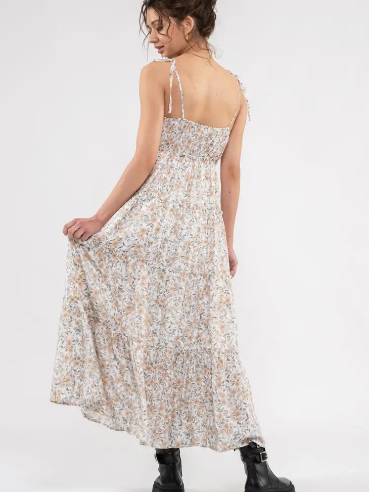 Floral Shirred Tiered Maxi Dress