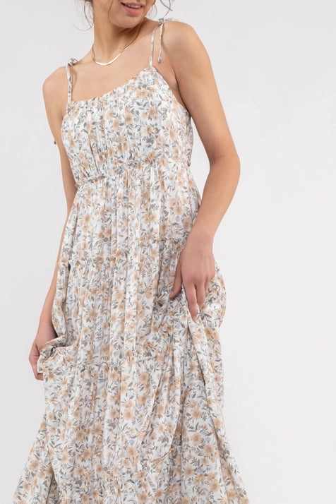 Floral Shirred Tiered Maxi Dress