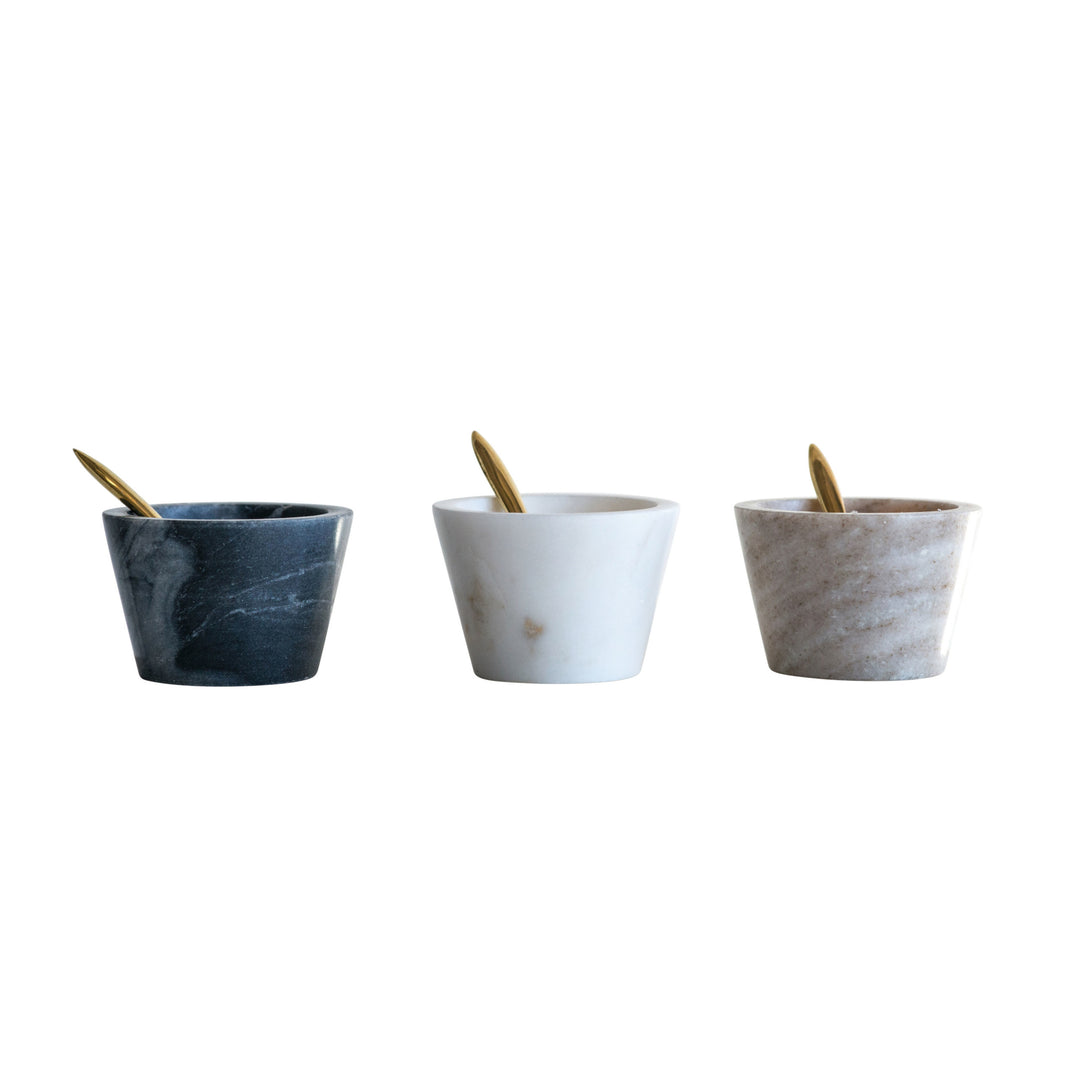 Marble Bowl with Brass Spoon - 3 Colors