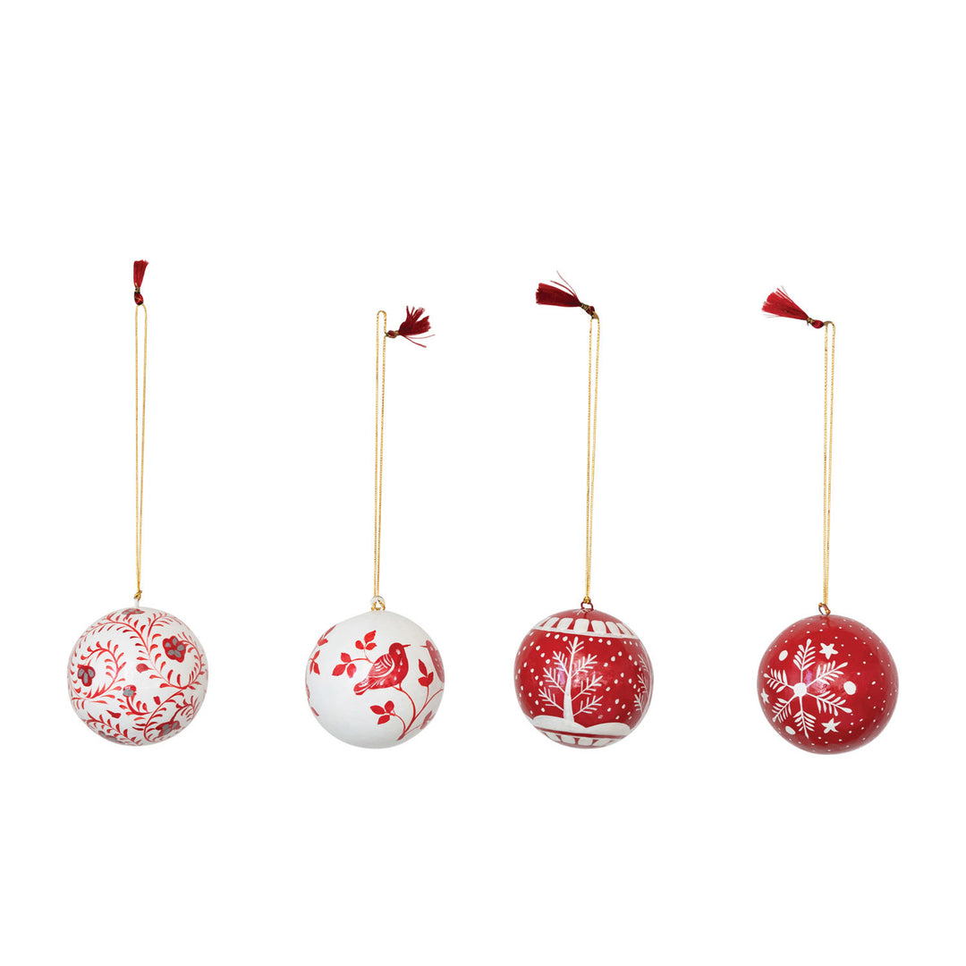 Hand-Painted Paper Mache Ornament - 4 styles