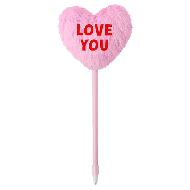 Valentine's Day Gift Pen | Pink Love You Fuzzy Heart Pen