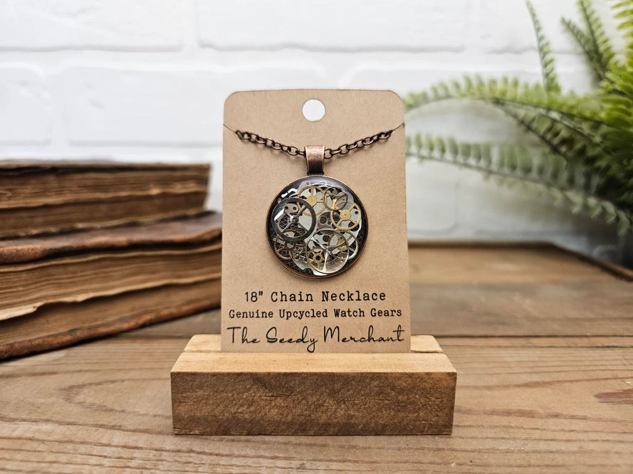 Steampunk Copper Necklace with Upcycled Watch Parts