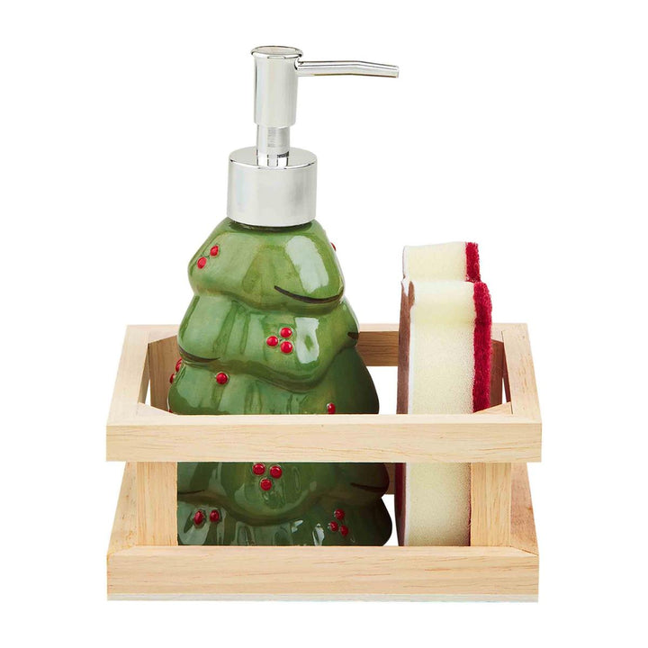 Tree Soap Pump and Reindeer Sponge Crate Set