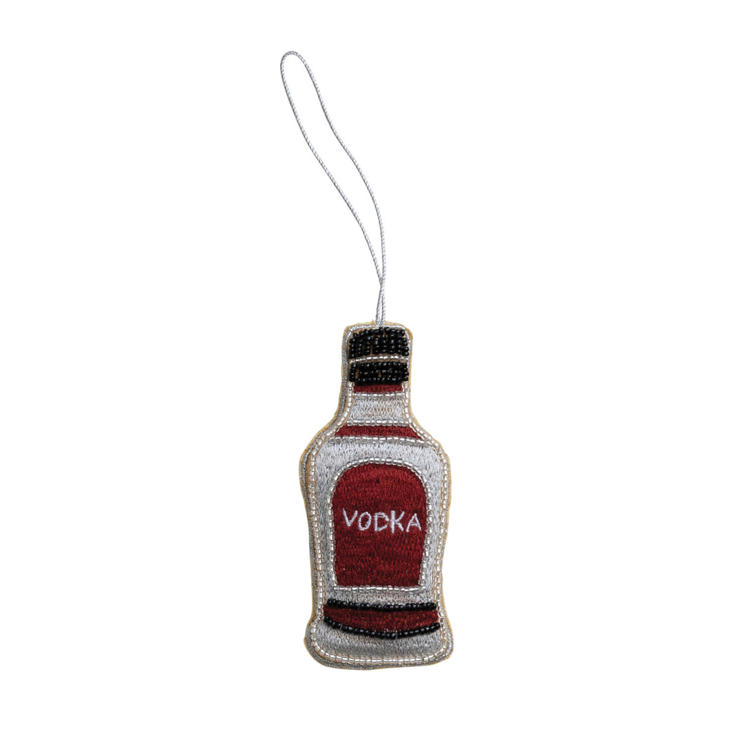 Beaded Fabric Vodka Bottle Ornament