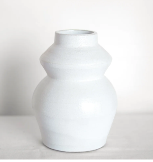 8.5" White Modern Vase