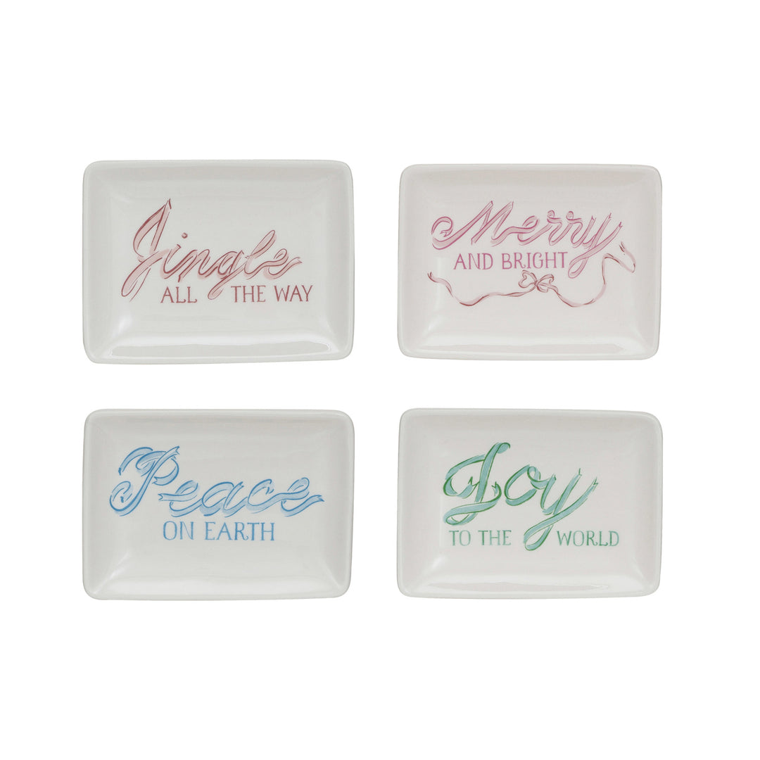 Stoneware Dish w/ Holiday Saying, 4 Styles ©