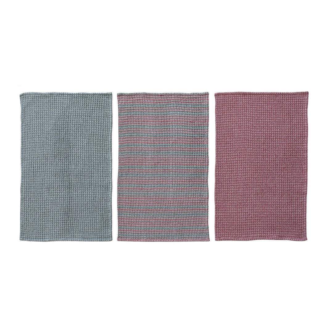 28"L x 18"W Woven Cotton Waffle Weave Tea Towel, 3 Styles