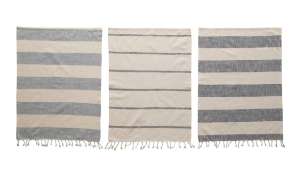 Striped Tea Towel with Tassels Set