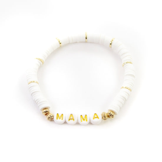 Mama Bracelet- White & Gold Letters