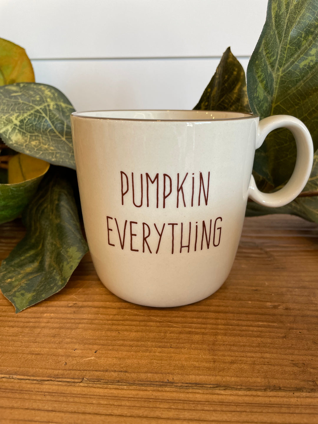 Stoneware Mug with Fall Saying, Cream Color & Brown - 4 Styles
