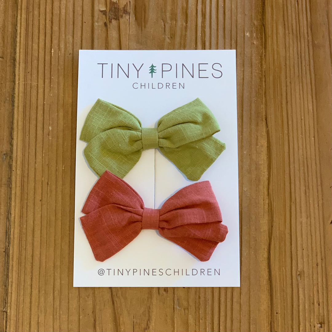 Bow Clip Set - Olive/Rust